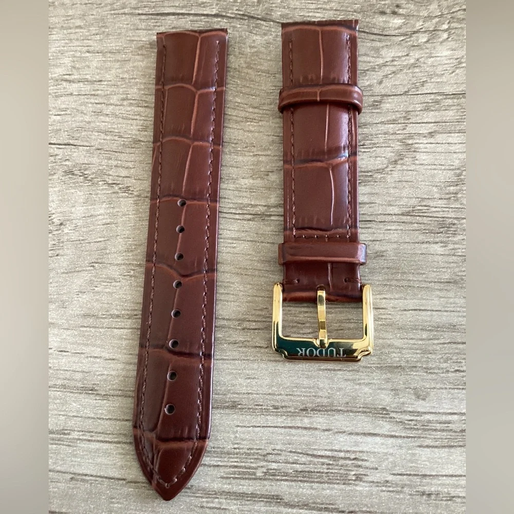 Tudor Brown and Black Croc-Embossed Leather Watch Straps